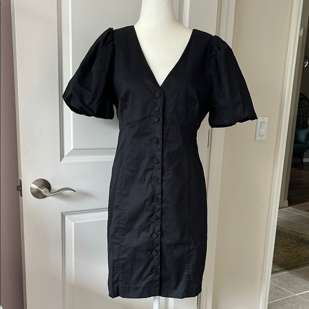 J Crew Elegant Black Puff Sleeve Dress NWOT